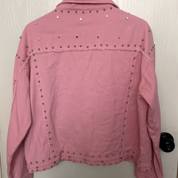 Women's Long Sleeve Rivet Studded Denim Jacket Casual Jean Coat 2XL - Picture 4 of 4